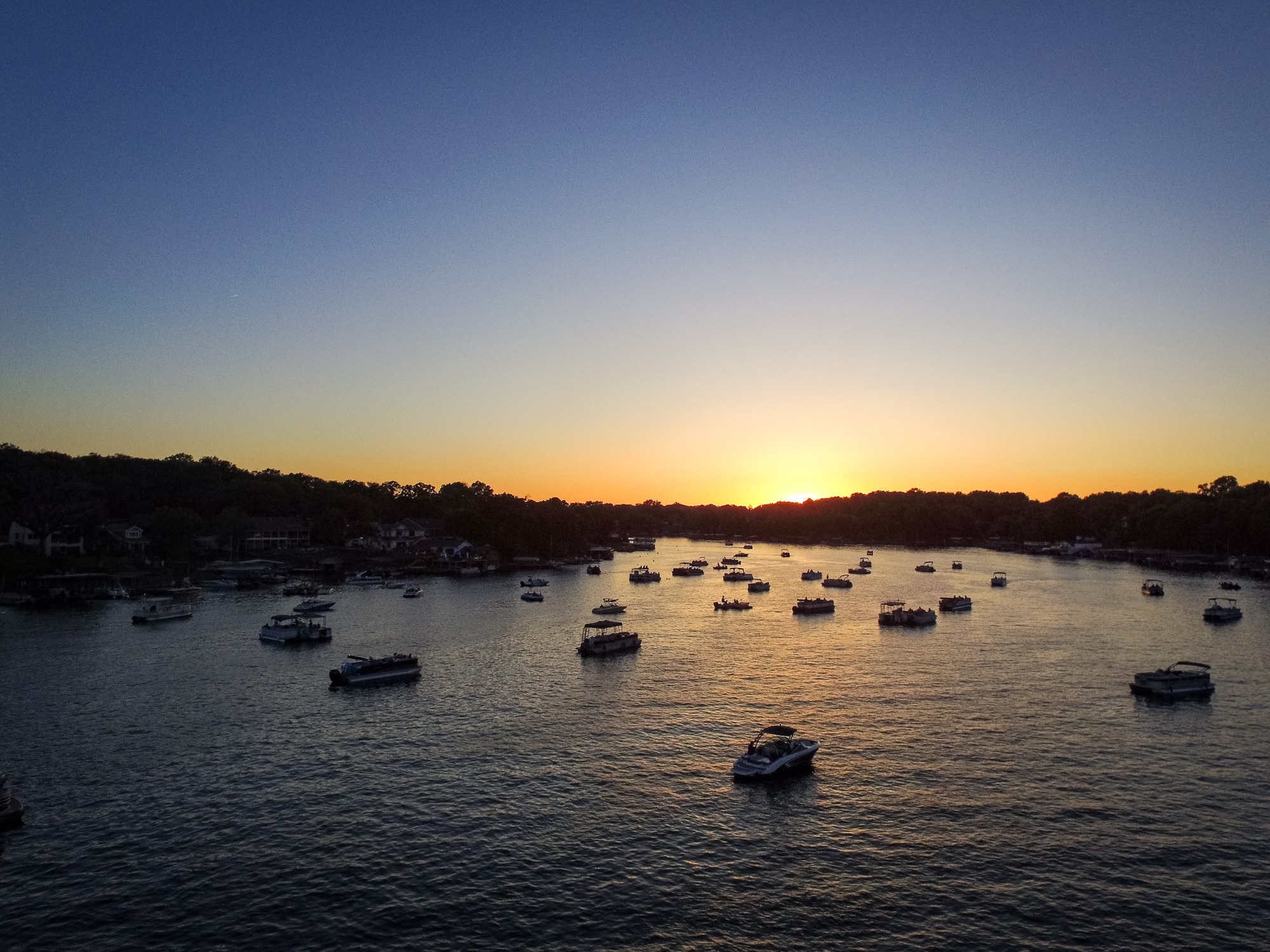Boats lined up along the dock at the 2024 Lotawana Live concert