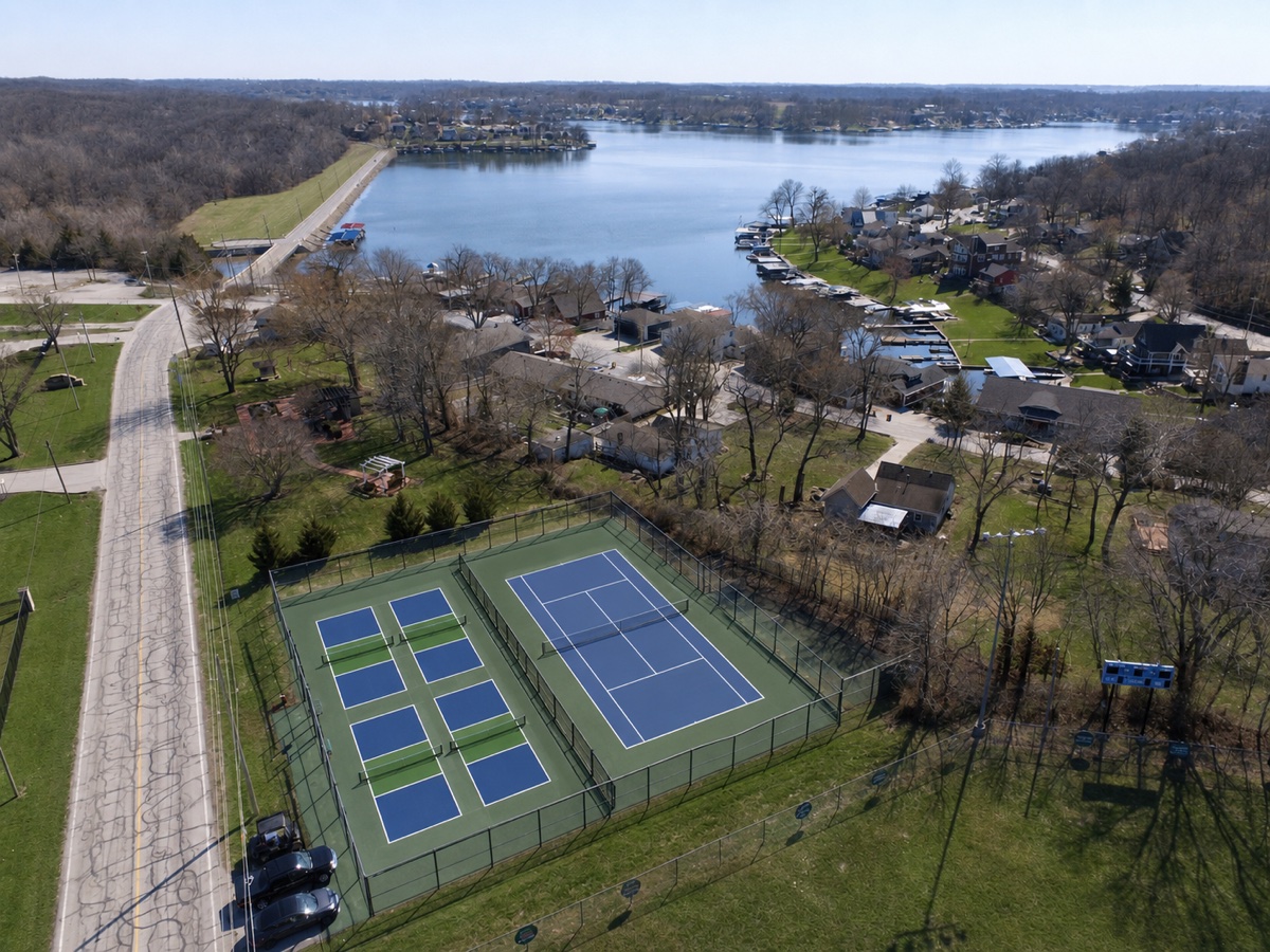 Rendering of the new resurfaced tennis and pickleball courts at Gate 1, Lake Lotawana
